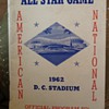 1962 All Star Game Program American League v. National League