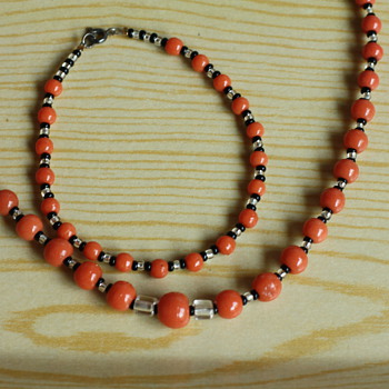 Art deco Czech glass necklace and bracelet - Costume Jewelry