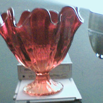 blown red glass vase - Art Glass