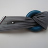 1920's Chrome and Blue Galalith and Silver Mesh Pin Brooch