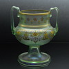 Fritz Heckert enameled uranium glass handled vase