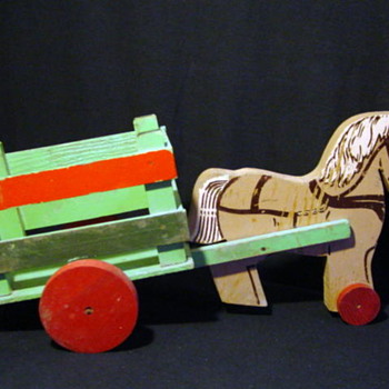 Vintage Horse & Wagon Marked The Toy Kraft - Animals