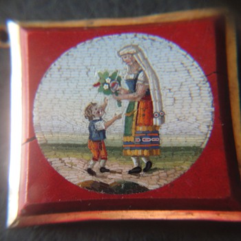 Two about 1830's Micro Mosaic gold mounted plaques. - Fine Jewelry