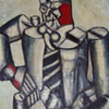 Cubisan  art oil on burlap..
