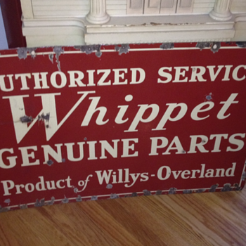 Double Sided Authorized Service Whippet Willys-Overaland Sign