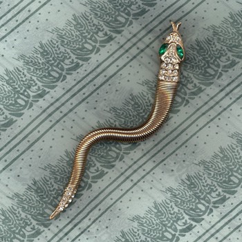 Egyptian Revival trembler snake pin - Costume Jewelry