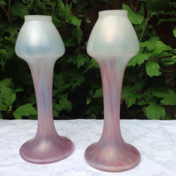 Kralik pink spot pair - Art Glass