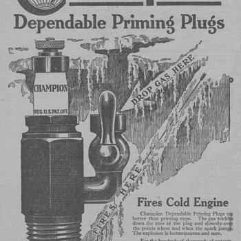 1919 Champion Spark Priming Plugs Advertisement - Advertising