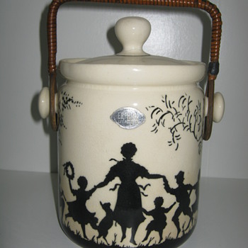 Erphila Art Pottery Czechoslovakia Biscuit Barrel Decor is Silhouette - Art Pottery