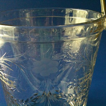 GLASS ETCHED WHEEL CUT ICE BUCKET FOSTORIA?