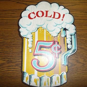 Cold Beer 5 Cents - Wooden Sign