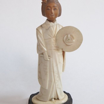 Ivory Woman, Carved Wood Head~Moveable arm~Isn't She Lovely? - Asian