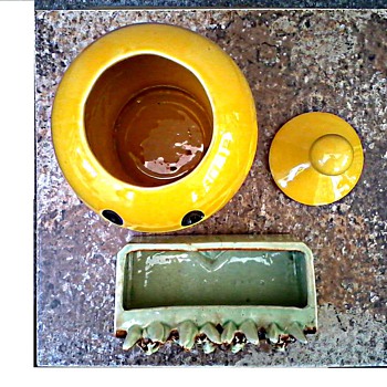 McCoy "Generations" / "Have A Happy Day Cookie Jar" and "Five Little Scotties" Planter/ Circa 1970 and 1940