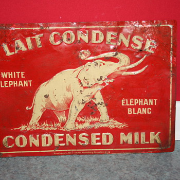 white elephant condensed milk tin sign - Advertising