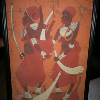 Omauri Warrior  African Dyed fabric   painting