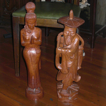 Two foot tall Wood carvings - Asian