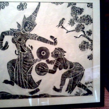 "Angkor Wat" Temple/ Cambodia/ Charcoal Rubbing / Circa 1960's