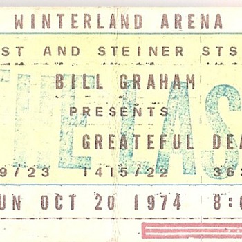 Grateful Dead Winterland ticket, 10/20/74 - Music