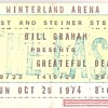 Grateful Dead Winterland ticket, 10/20/74
