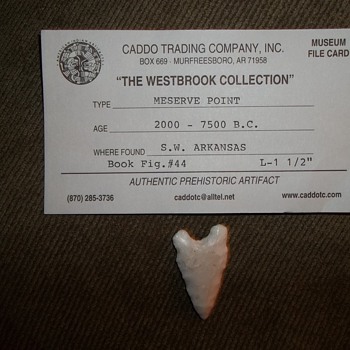 Meserve Arrowhead Point found in S.W. Arkansas