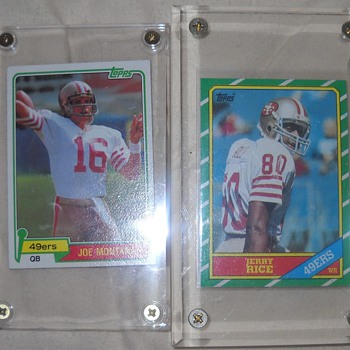 Joe Montana and Jerry Rice Rookie cards, Frank Gifford and Tony Dorsett