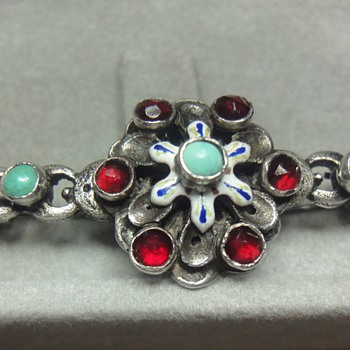 AUSTRO-HUNGARIAN SILVER TURQUOISE BROOCH  - Fine Jewelry