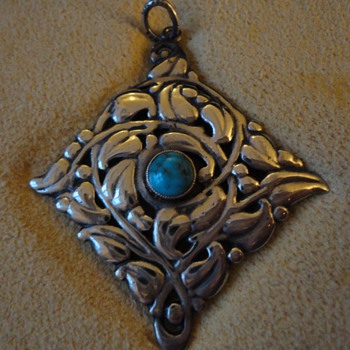 Silver & turquoise floral pendant by Murrle Bennett & Co - Fine Jewelry