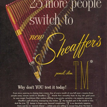 1952 - Sheaffer's Pens Advertisement - Advertising