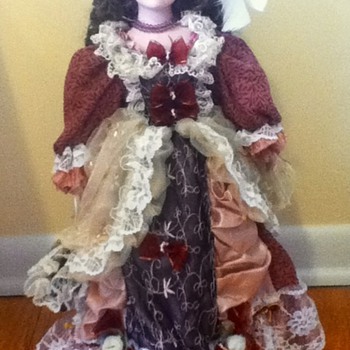 Brunette Duck House Porcelain Doll - Dolls