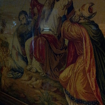 Huge Antique Wool Work Of Moses