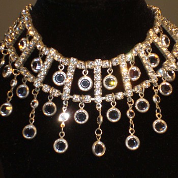 Rhinestone and Bezel set Crystal Swarovsky Festoon Necklace - Costume Jewelry
