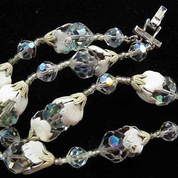 Vendome aurora borealis enamel flower demi parure - Costume Jewelry
