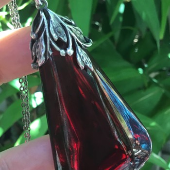 Bakelite Silver Pendant - Art Deco