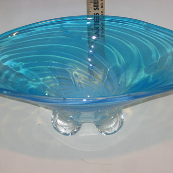 large blue bowl vase - Art Glass