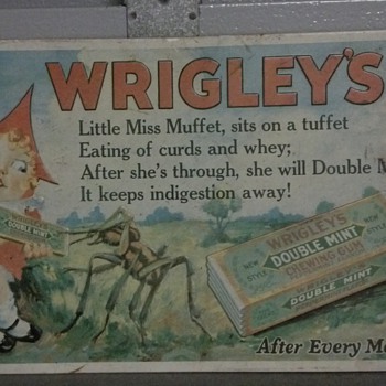 Wrigley's Little Miss Muffet Tin Sign. - Signs