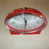 1950's  Mid- Century Modern Atomic Red and Chrome Clock Japan