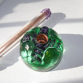Glass Pen & Paperweight Holder