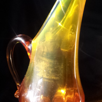 Amber/Green mini pitcher - Art Glass