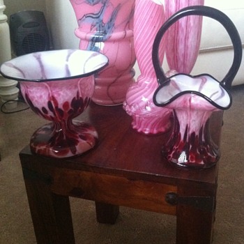 Pink Stripes and Splatts - Art Glass