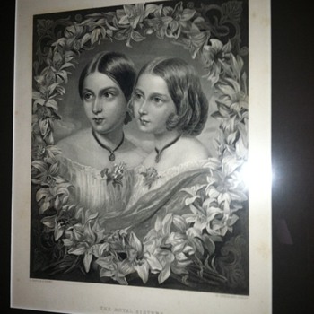Antique Steel Engraving "The Royal Sisters" c. 1870 [Proof / NOT a print] - Posters and Prints