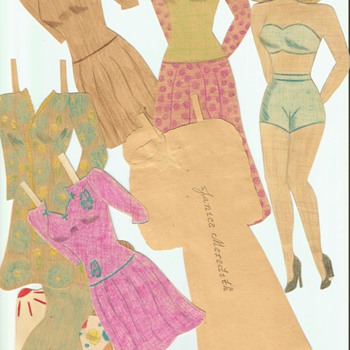 Handmade Paper dolls and clothes Dating to WWII - Paper
