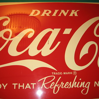 COCA COLA TIN SIGN  24 INCH WIDE 58 INCH LONG   4-62 - Coca-Cola