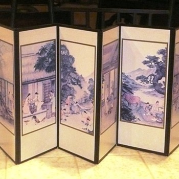 Interesting Small Asian Folding Screen - Asian