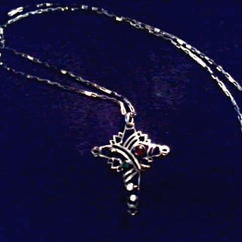 Sterling Silver Filigree Cross with Colored Stones / Marked Italy .925 G.W./ Circa 20th Century - Fine Jewelry