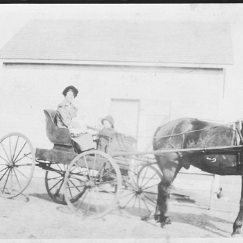 My Great Aunt in First house and her carriage 1909 Canada ,Conquest - Photographs