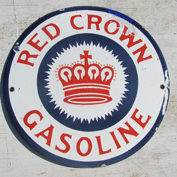 10" Red Crown gas pump sign 1920s?