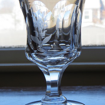Clear Cut Goblet, Old with Simple Engraved Designs, any guesses who may have made it? - Art Glass