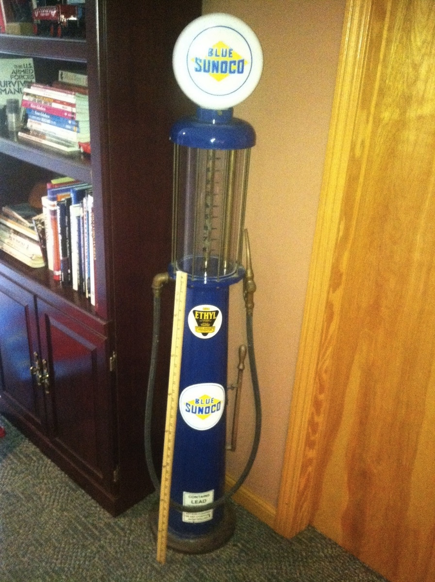 60" tall Blue Sunoco Miniature Visible Gas Pump *anyone ever seen one
