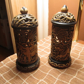 Twin Asian Art Lanterns ? Lamps ? Incense Burner