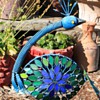 Wobbly Garden Peacock Made of Colored Glass and Tin